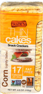 Suzie's Organic Lightly Salted Corn Cake Thins, Case of 12, 4.6 Ounce