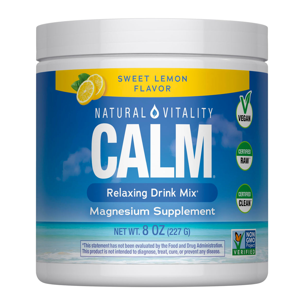 Natural Vitality Calm Sweet Lemon Magnesium Supplement Powder, 8 Ounce Container