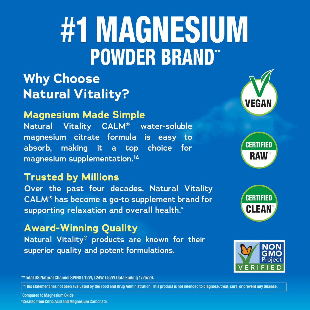 Natural Vitality Calm Sweet Lemon Magnesium Supplement Powder, 8 Ounce Container