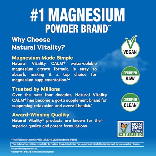 Natural Vitality Calm Sweet Lemon Magnesium Supplement Powder, 8 Ounce Container