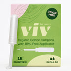 Viv For Your V Organic Cotton Regular Tampons with BPA-Free Applicator, 18 Count