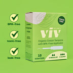 Viv For Your V Organic Cotton Regular Tampons with BPA-Free Applicator, 18 Count
