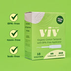 Viv For Your V Organic Cotton Regular Tampons with BPA-Free Applicator, 18 Count