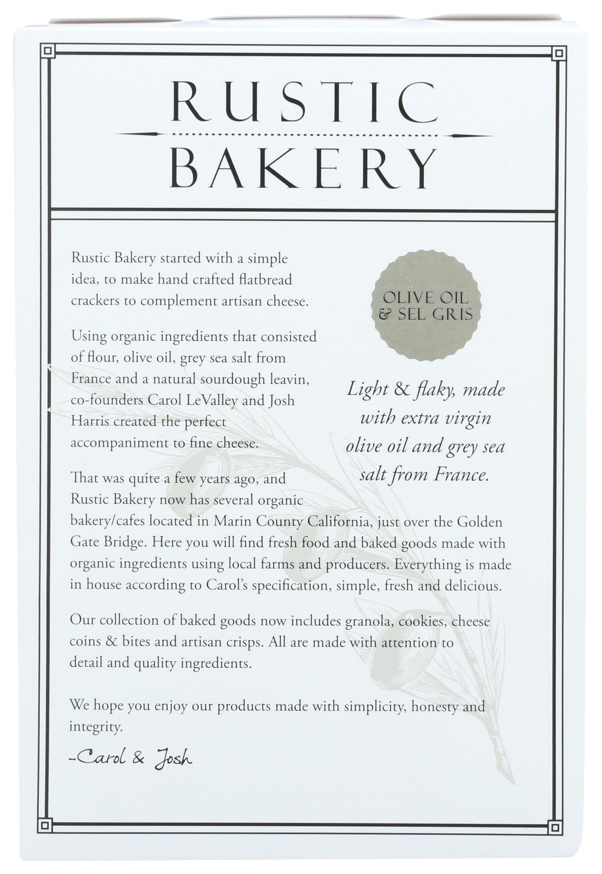 Rustic Bakery Organic Olive Oil And Sel Gris Sourdough Flatbread Bites Crackers, Case of 12, 4 Ounce Boxes