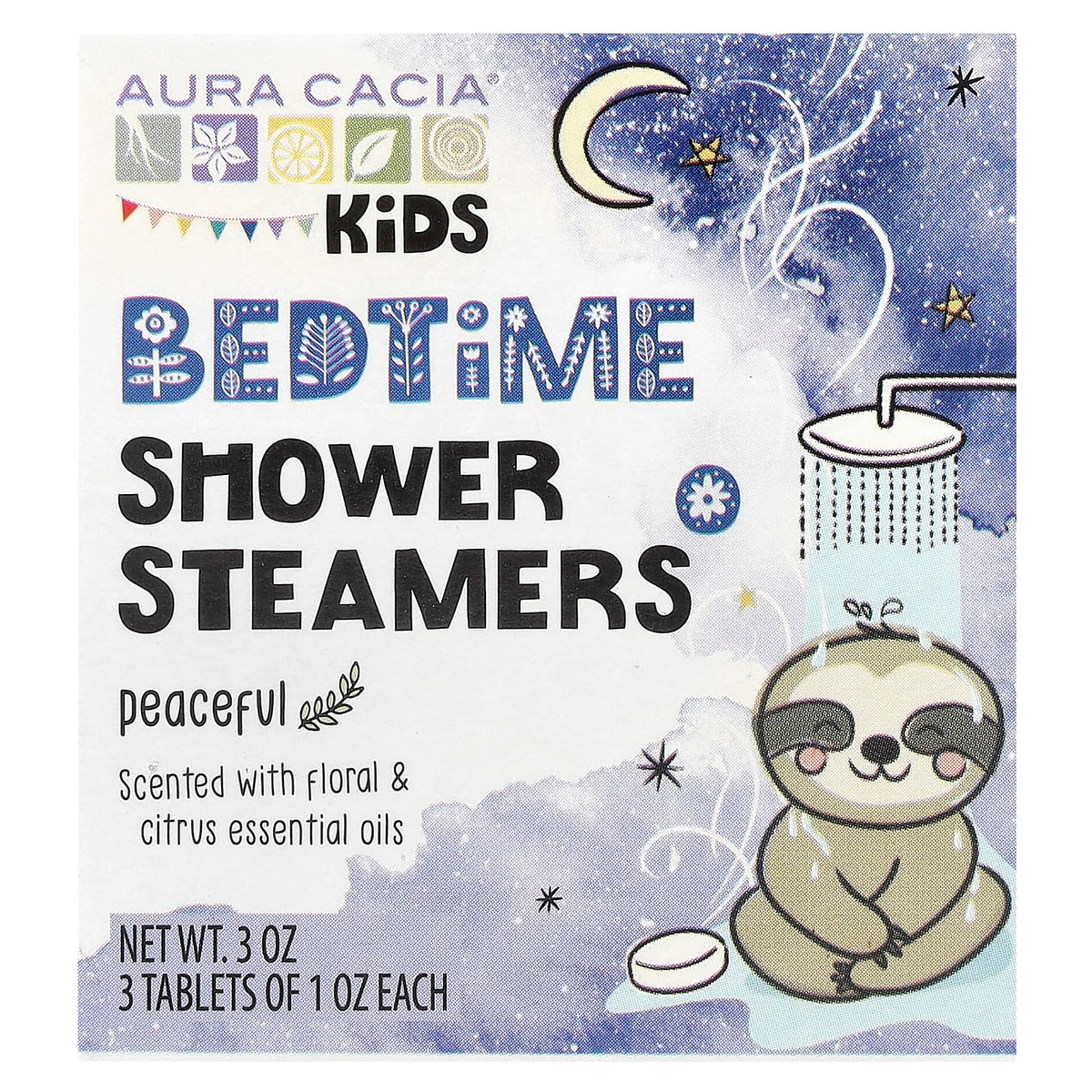 Aura Cacia Kids Bedtime Shower Steamers, 3 Ounce Pack