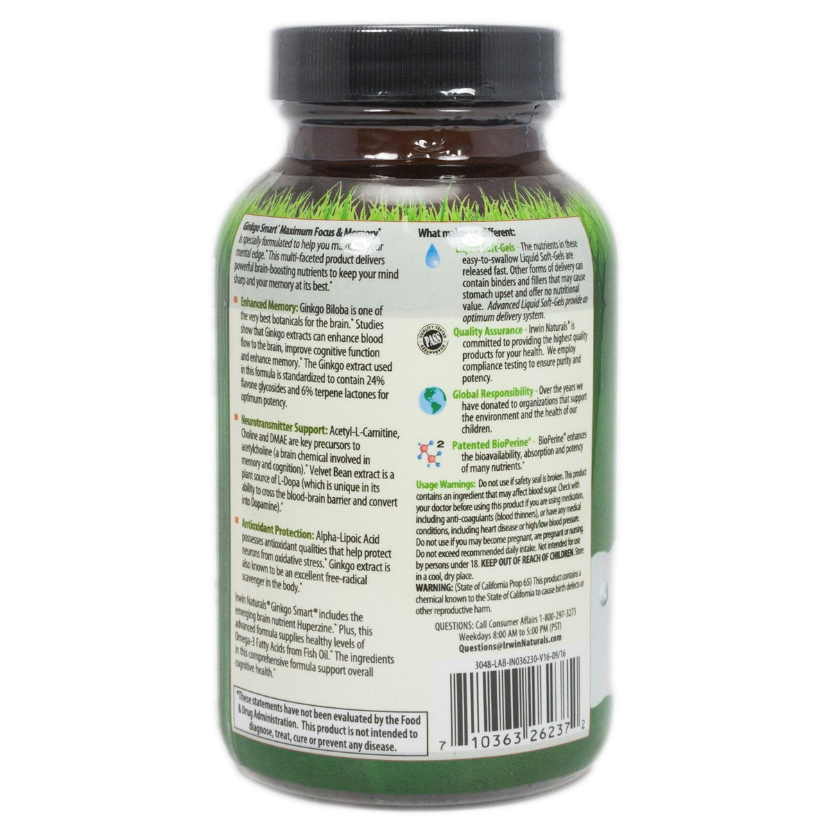 Irwin Naturals Ginkgo Smart Max Focus, 60 Liquid Softgels