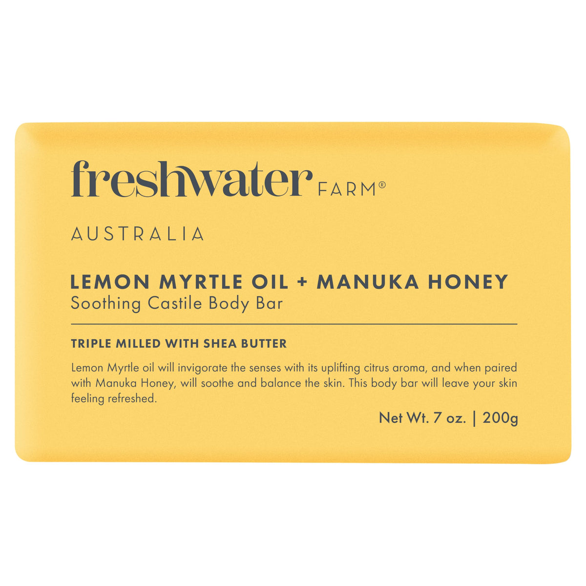 Freshwater Farm Australia Lemon Myrtle And Manuka Honey Body Bar, Case of 8, 7 Ounces Each