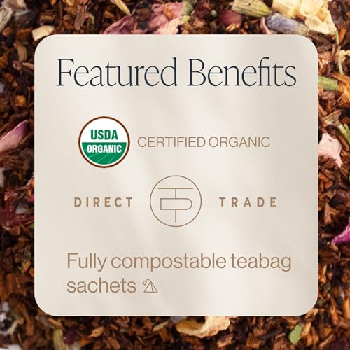 Rishi Organic Bergamot Rose Tea Bags, Case of 6, 15 Count Boxes