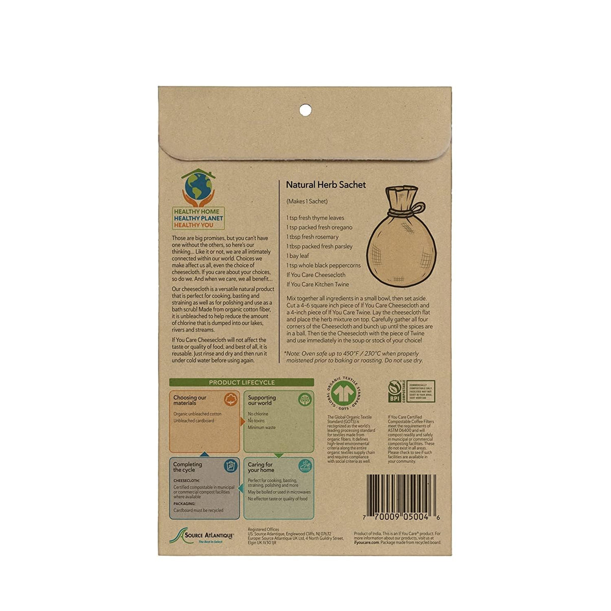 If You Care Certified Organic Unbleached Cheesecloth, Case of 12, 2 Yards