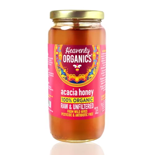Heavenly Organics Organic Acacia Raw Honey, Case of 6, 22 Ounces