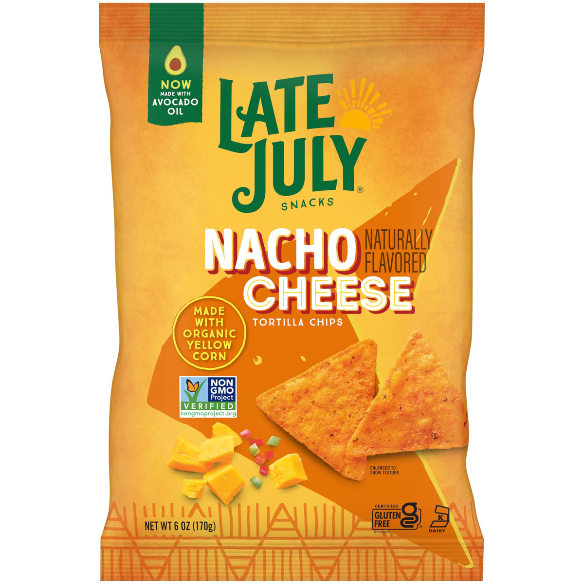 Late July Organic Nacho Cheese Tortilla Chips, 6 Ounce, Case of 12