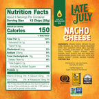 Late July Organic Nacho Cheese Tortilla Chips, 6 Ounce, Case of 12