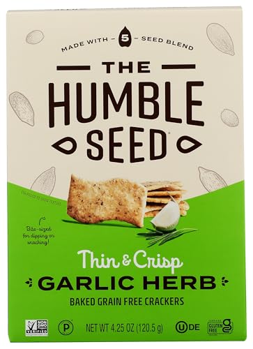The Humble Seed Grain-Free Garlic Herb Crackers, Case of 6, 4.25 Ounce Boxes