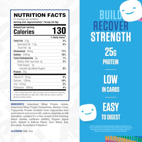 RYSE Loaded Protein Powder, Jet-Puffed Marshmallow, 1.55 Pounds