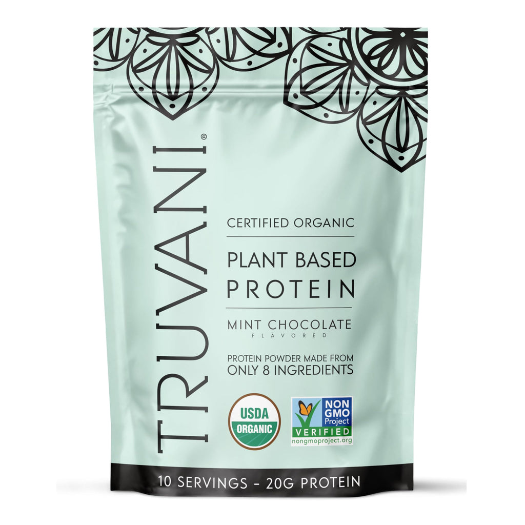 Truvani Organic Mint Chocolate Vegan Protein Powder, 12.38 Ounces