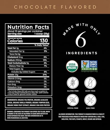 Truvani Organic Mint Chocolate Vegan Protein Powder, 12.38 Ounces