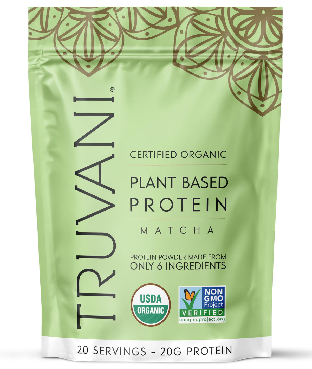 Truvani Organic Matcha Plant Protein Powder, 22 Ounces