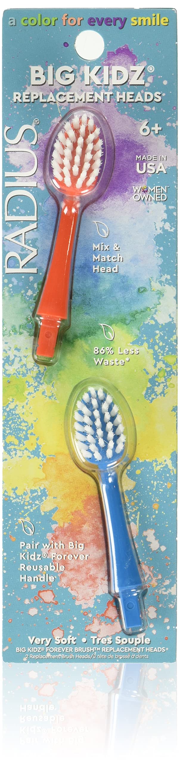 Radius Forever Big Kidz Replacement Heads, 2 Count