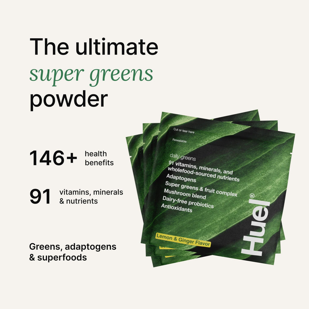 Huel Original Daily Greens Supplement Powder, 0.30 Oz Packs, Case of 12