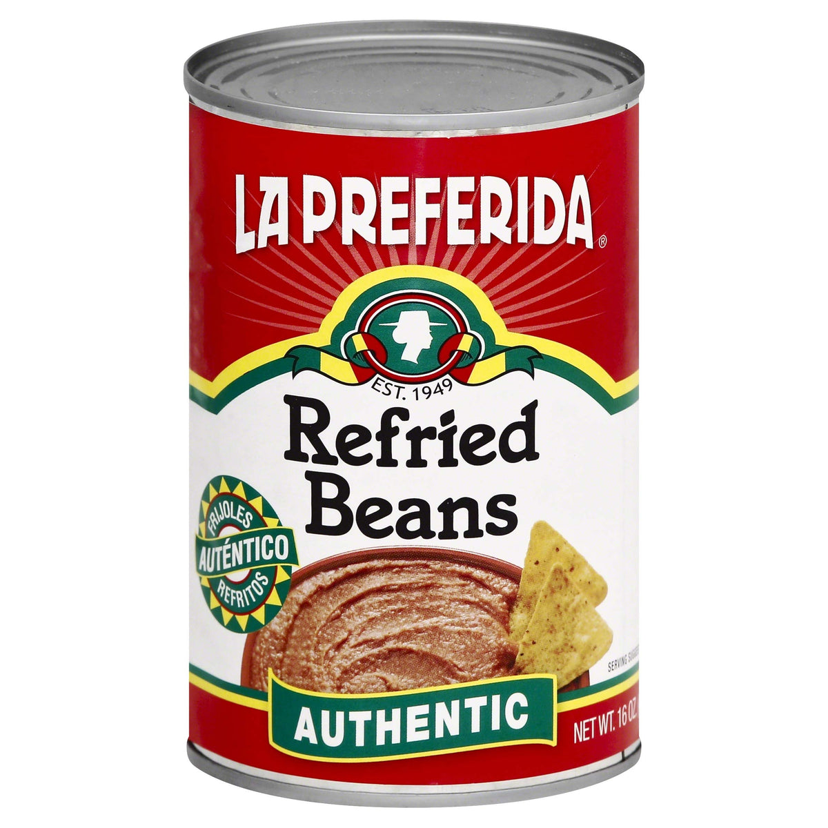 La Preferida Authentic Refried Beans, 16 Oz Cans, Case of 12
