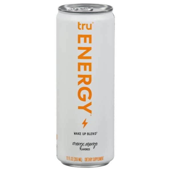 Tru Energy Seltzer Orange Mango, 12 Fl Oz Cans, Case of 12