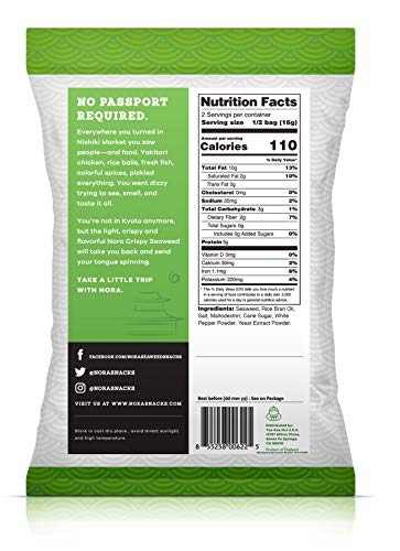 Nora Snacks Original Seaweed, 1 Oz Bags, Case of 12