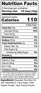 Nora Snacks Original Seaweed, 1 Oz Bags, Case of 12