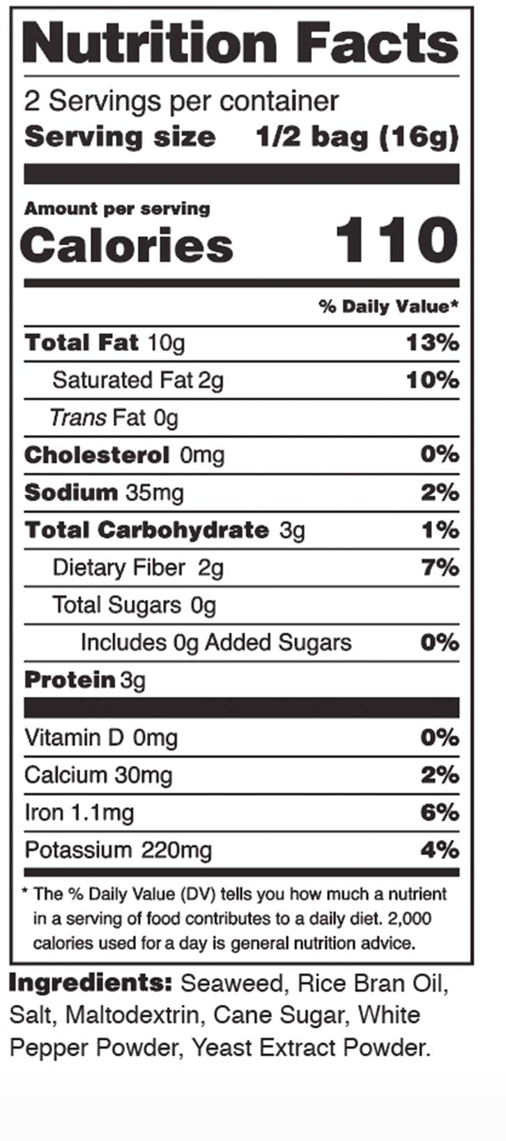 Nora Snacks Original Seaweed, 1 Oz Bags, Case of 12