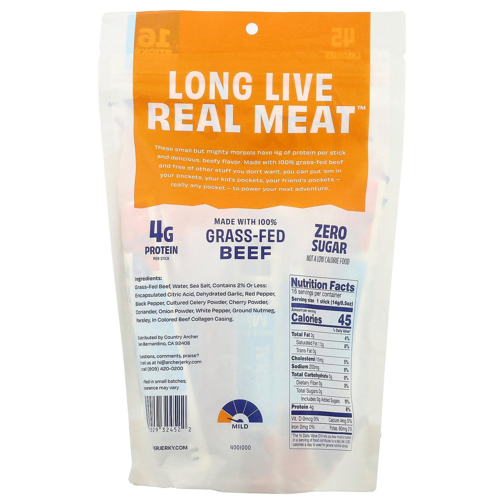 Country Archer Original Mini Beef Sticks, 8 Oz Bags, Case of 6