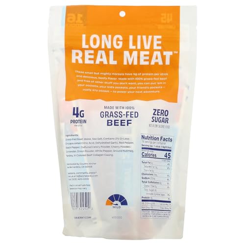 Country Archer Original Mini Beef Sticks, 8 Oz Bags, Case of 6