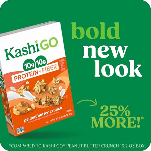 Kashi GO Peanut Butter Crunch Protein Cereal, Case of 10, 16.9 Ounce Boxes
