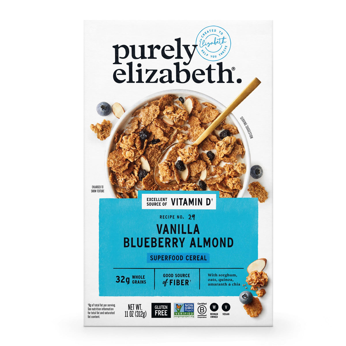 Purely Elizabeth Vanilla Blueberry Almond Superfood Cereal, Case of 10, 11 oz