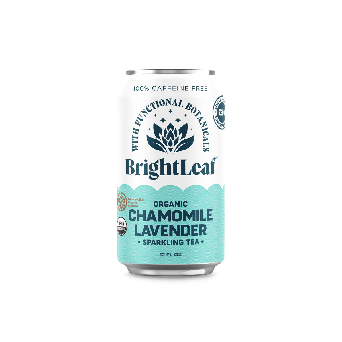 Brightleaf Tea Organic Sparkling Chamomile Lavender Tea, Case of 12, 12 fl oz