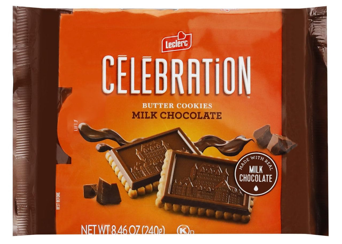 Celebration Cookies Butter Cookies with Milk Chocolate, Case of 12, 8.46 oz