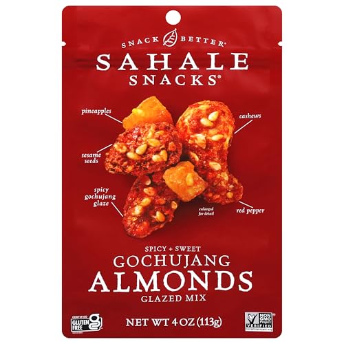 Sahale Snacks Gochujang Almonds Spicy Sweet Glazed Mix, Case of 6, 4 oz