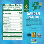 Late July Snacks Organic Garden Ranch Tortilla Chips, Case of 12, 6 oz