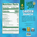 Late July Snacks Organic Garden Ranch Tortilla Chips, Case of 12, 6 oz