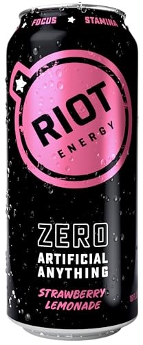 Riot Energy Strawberry Lemon Energy Drink, Case of 12, 16 fl oz Cans