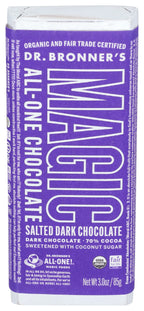 Magic Chocolate Organic Dark Chocolate Sea Salt Bar, Case of 12, 3 oz Bars