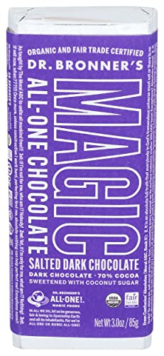 Magic Chocolate Organic Dark Chocolate Sea Salt Bar, Case of 12, 3 oz Bars