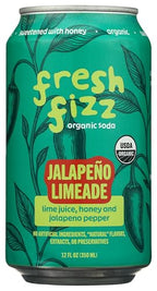 Freshfizz Organic Jalapeno Limeade Sparkling Soda, Case of 12, 12 fl oz Cans