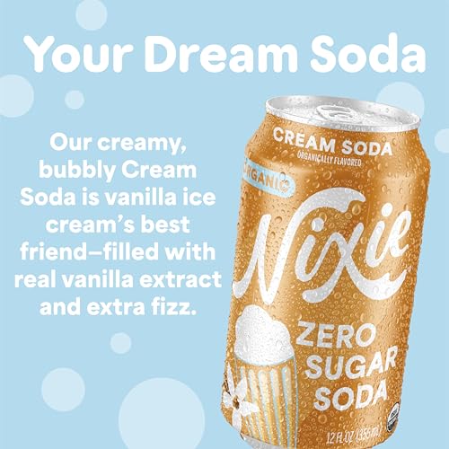 Nixie Organic Zero Sugar Cream Soda, Case of 12, 12 fl oz Cans