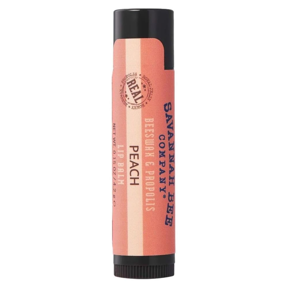 Savannah Bee Peach Beeswax Lip Balm, Case of 36, 0.15 oz