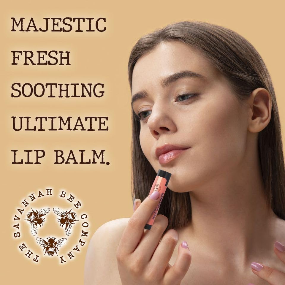 Savannah Bee Peach Beeswax Lip Balm, Case of 36, 0.15 oz