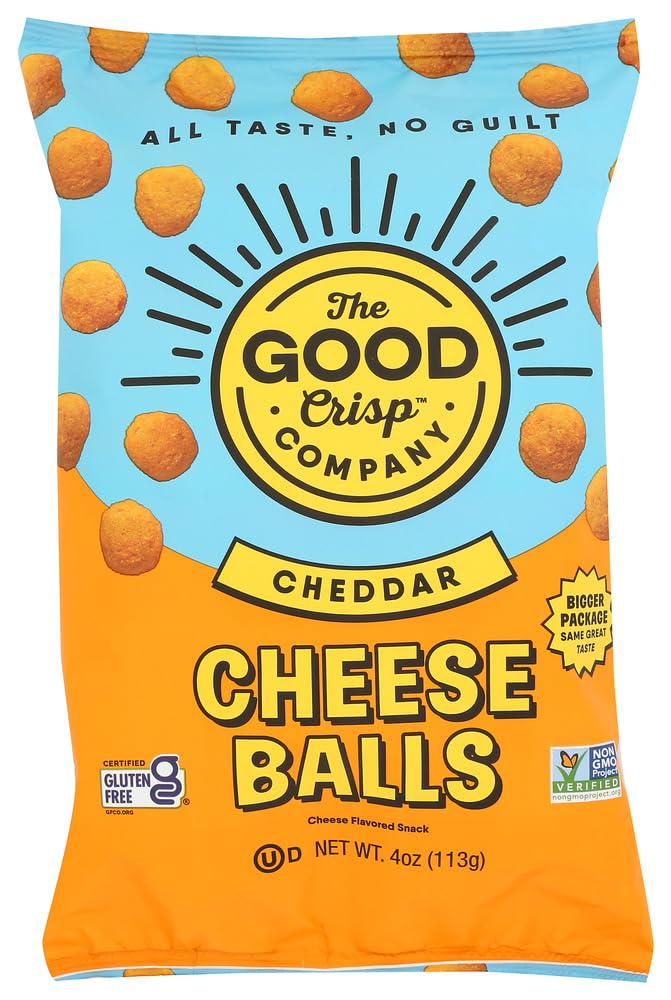 The Good Crisp Company Cheddar Cheese Balls, Case of 8, 4 oz