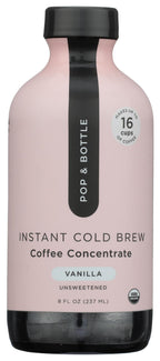 Pop & Bottle Organic Super Concentrated Vanilla Coffee, Case of 6, 8 fl oz