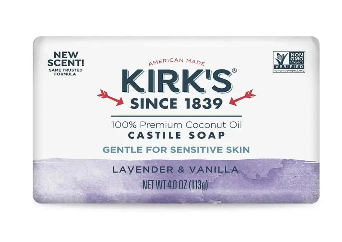 Kirk's Lavender & Vanilla Coco Castile Bar Soap, 4 oz
