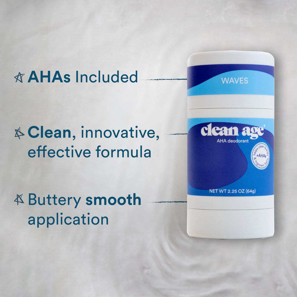 Clean Age Waves AHA Deodorant, Case of 3, 2.25 Ounce