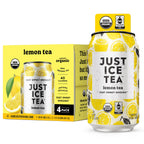 Just Ice Tea Organic Lemon Black Tea, Case of 6, 4-Pack 12 fl oz Cans