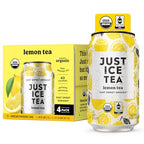 Just Ice Tea Organic Lemon Black Tea, Case of 6, 4-Pack 12 fl oz Cans